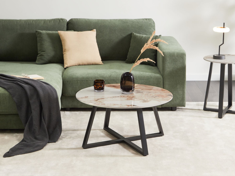 Stolik kawowy efekt marmur ceramiczny blat