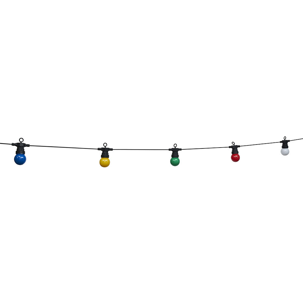 Guirlande guinguette 50 LED 10 boules multicolores 6m