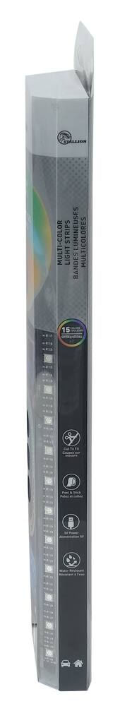 5V Multi-Colour Light Strips with Remote Control, 12-in, 2-pk