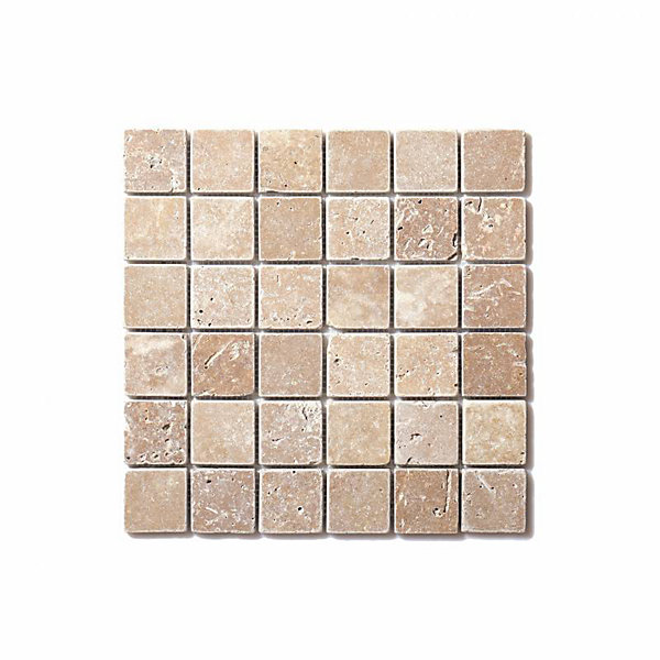 Mosaïque travertin Noce 4,8x4,8 - plaque de 30x30 cm - 1cm épaisseur