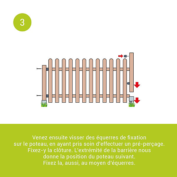 Kit barrière en bois Coquelicot H 60 cm à fixer