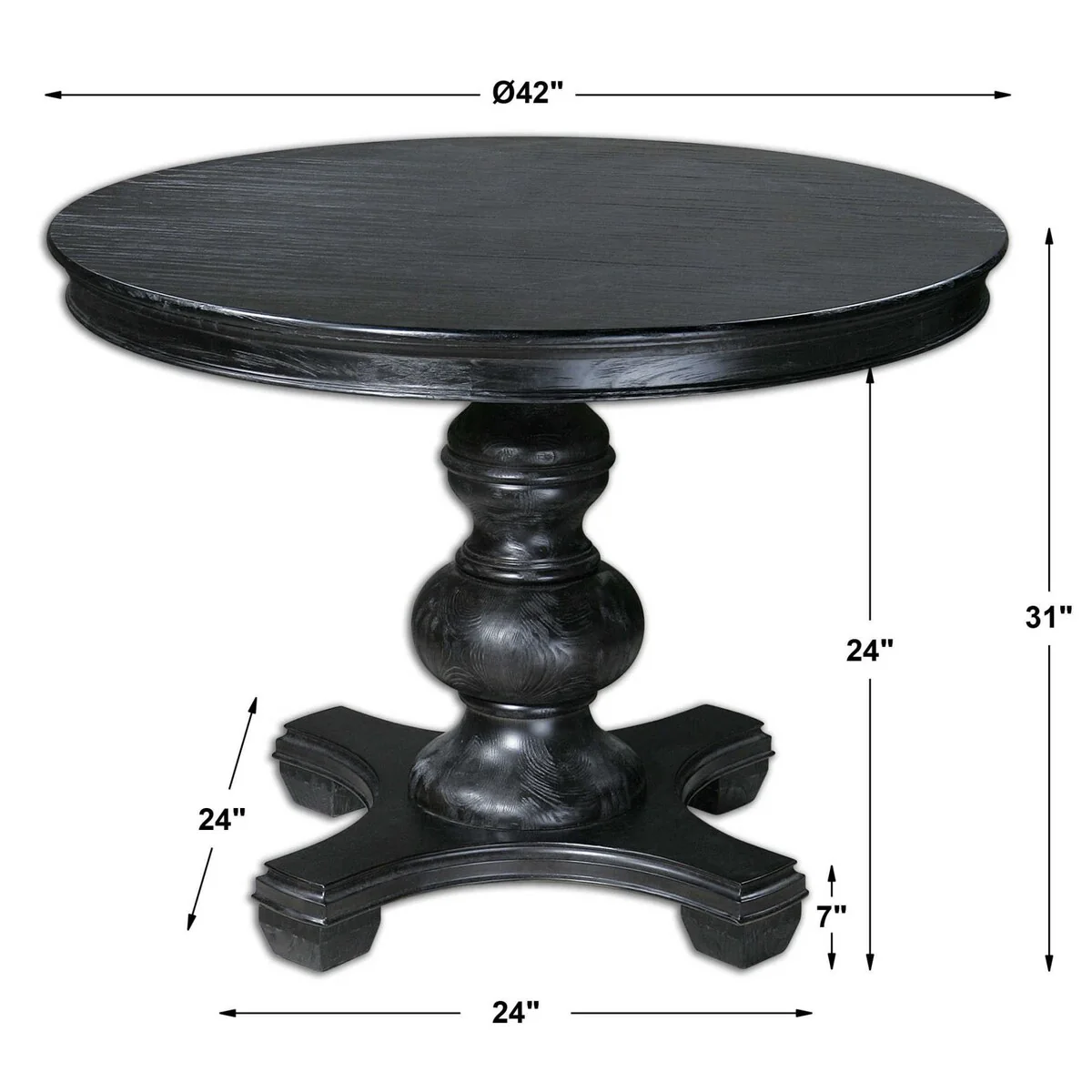 Uttermost Brynmore 42 Round Satin Black Pedestal Traditional Entry