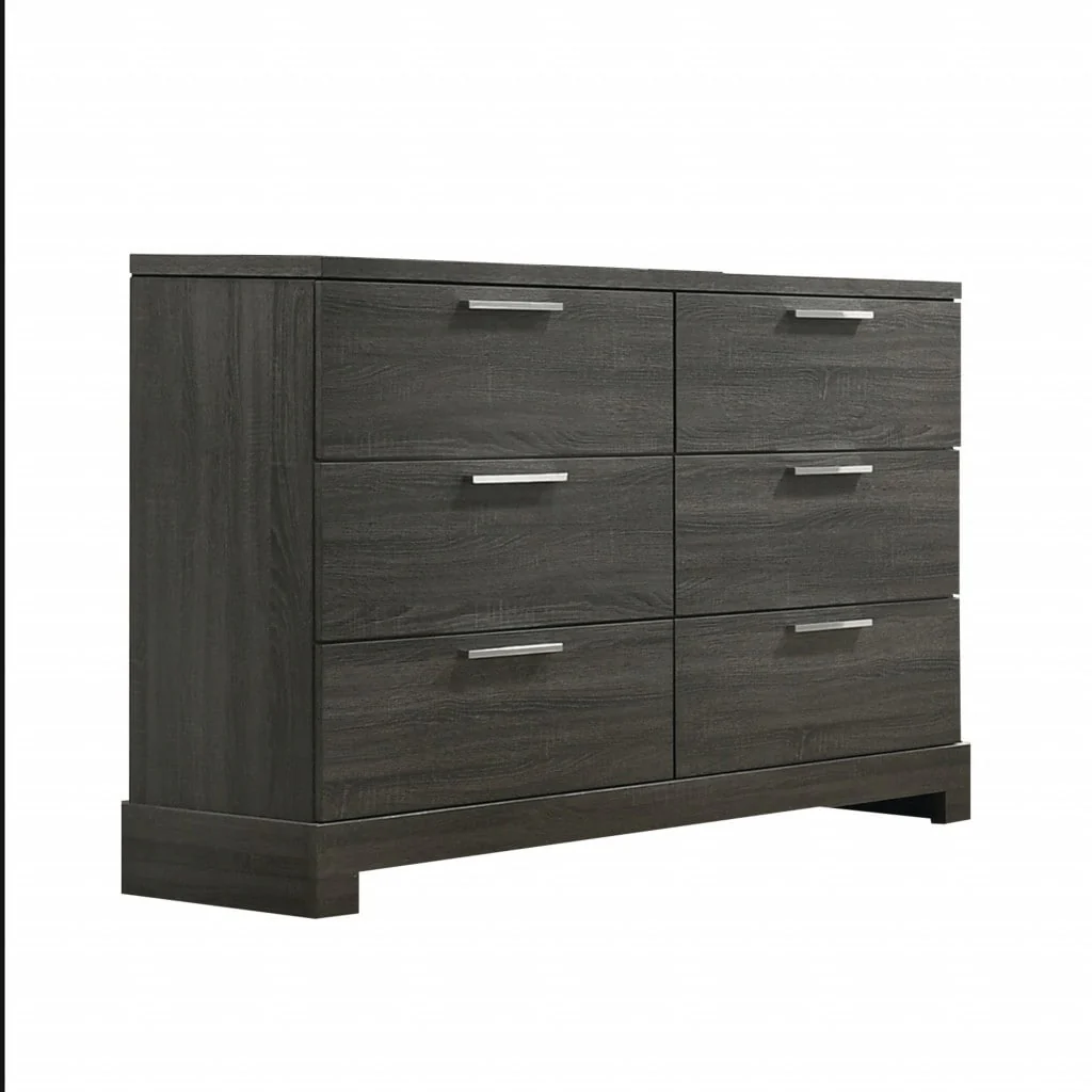 HomeRoots 59 Gray Solid and Manufactured Wood Six Drawer Double Dresser