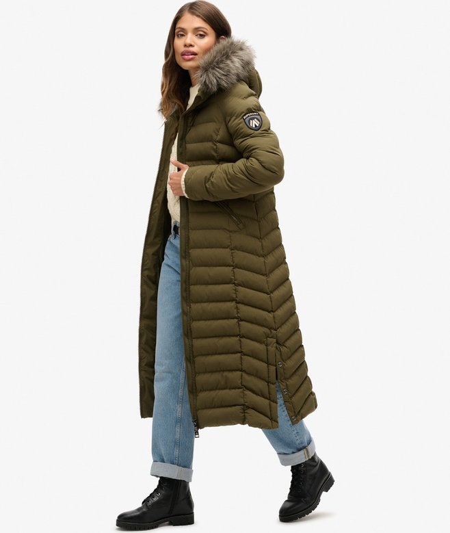 Fuji Faux Fur Hooded Longline Jacket