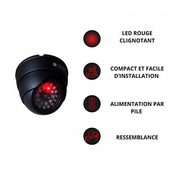 Camera factice avec led, camera dome factice
