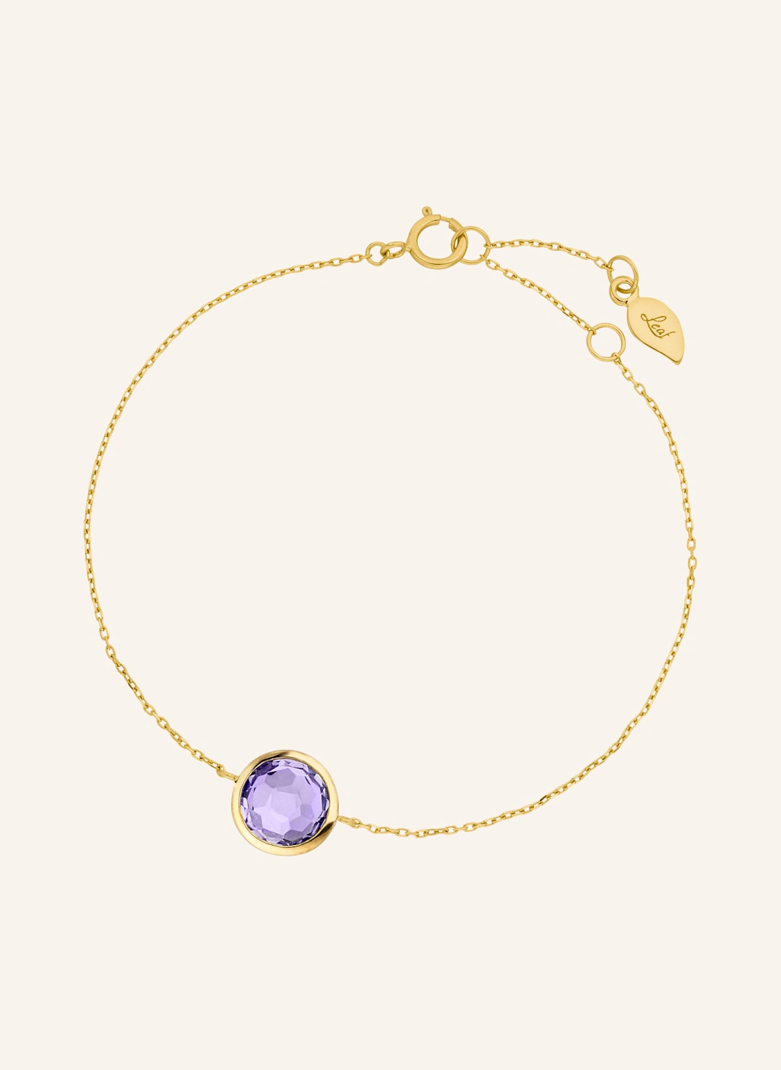 Leaf Armband AMETHYST aus 14 Karat Gelbgold