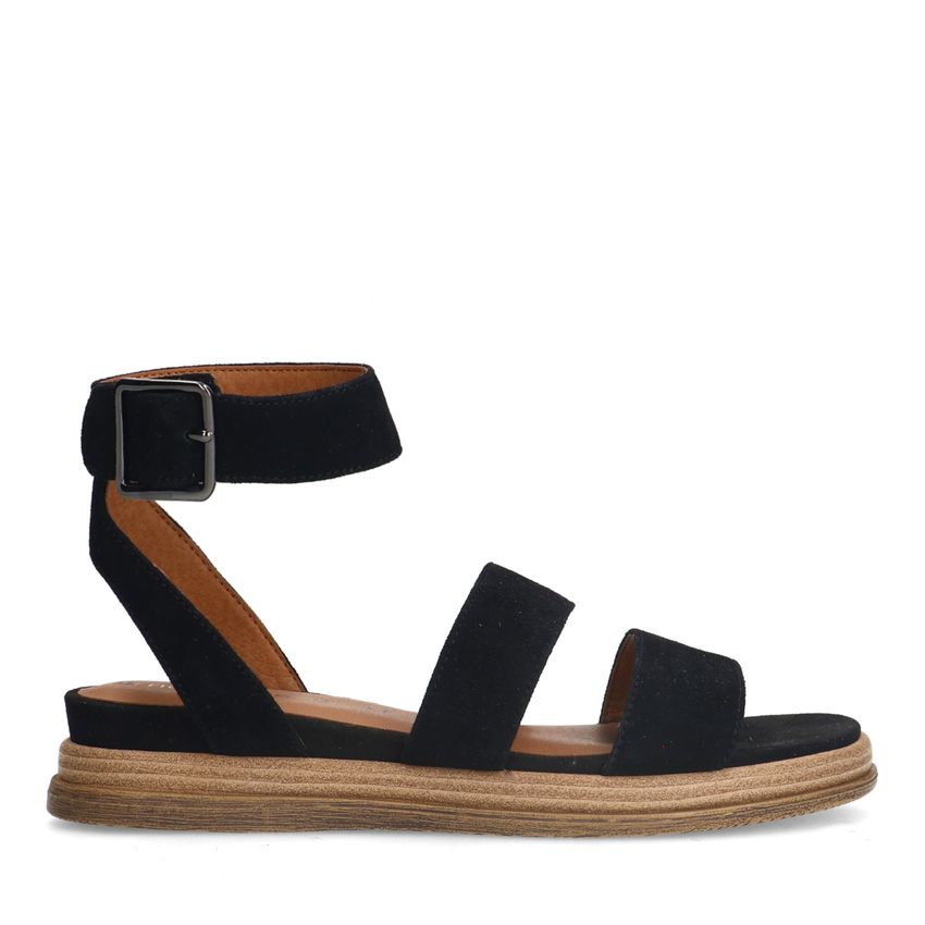 No Stress Zwarte suède plateau sandalen