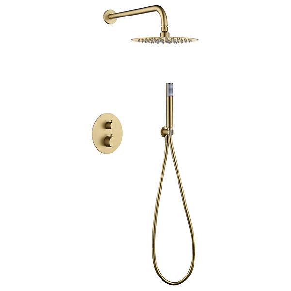 Ensemble de douche CURVED à encastrer - Thermostatique Or brosséChroméNoir matCanon de fusilOr brosséOr rose brossé Ensemble enca