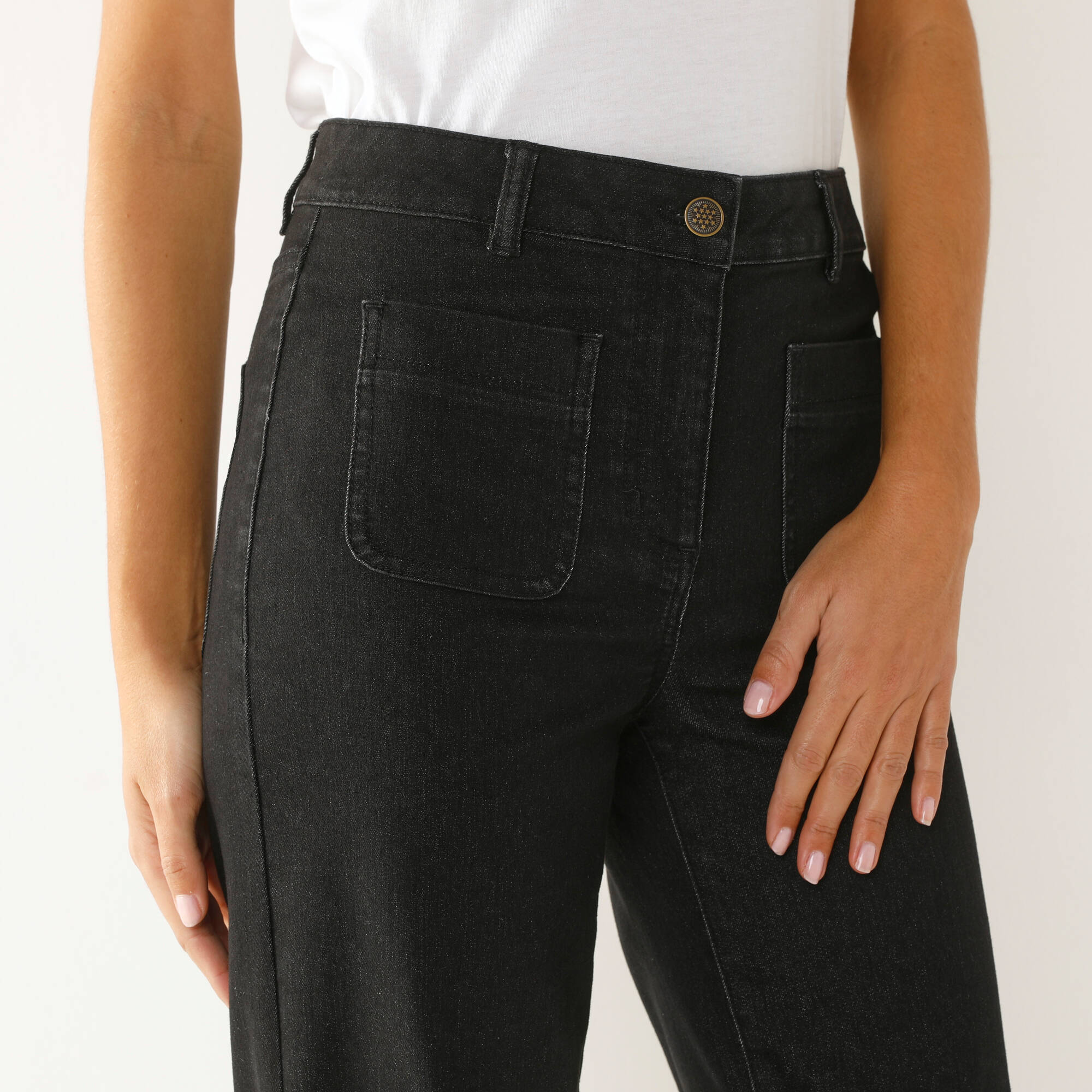 Jean coupe large taille haute, grande stature