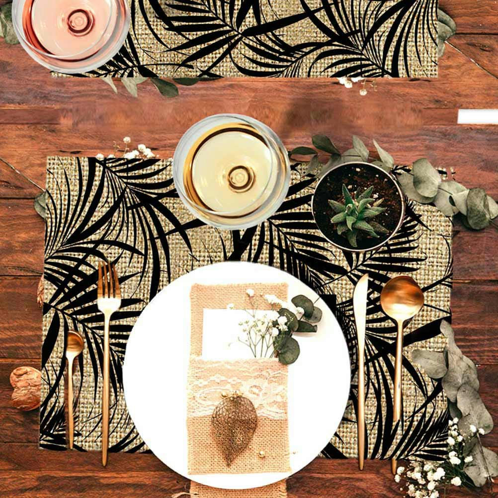 CORSE FEUILLAGE - Set de table rectangulaire en toile de jute 42x30cm