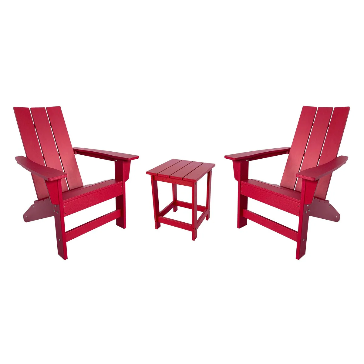 Hampton All Weather Poly Lumber Outdoor Modern Adirondack Chair and Table Set