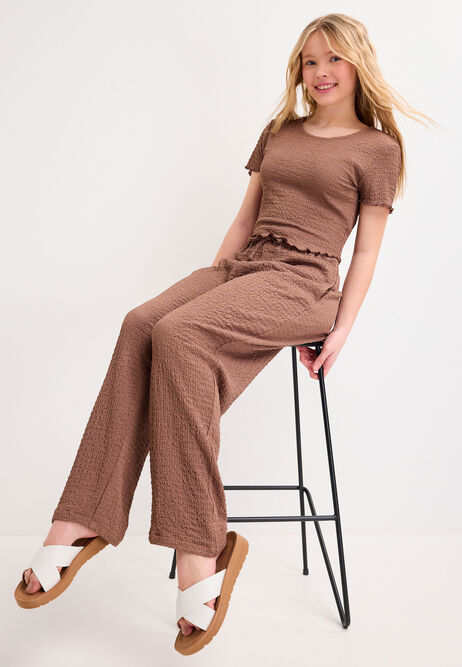 Older Girls Mocha Crinkle Trousers
