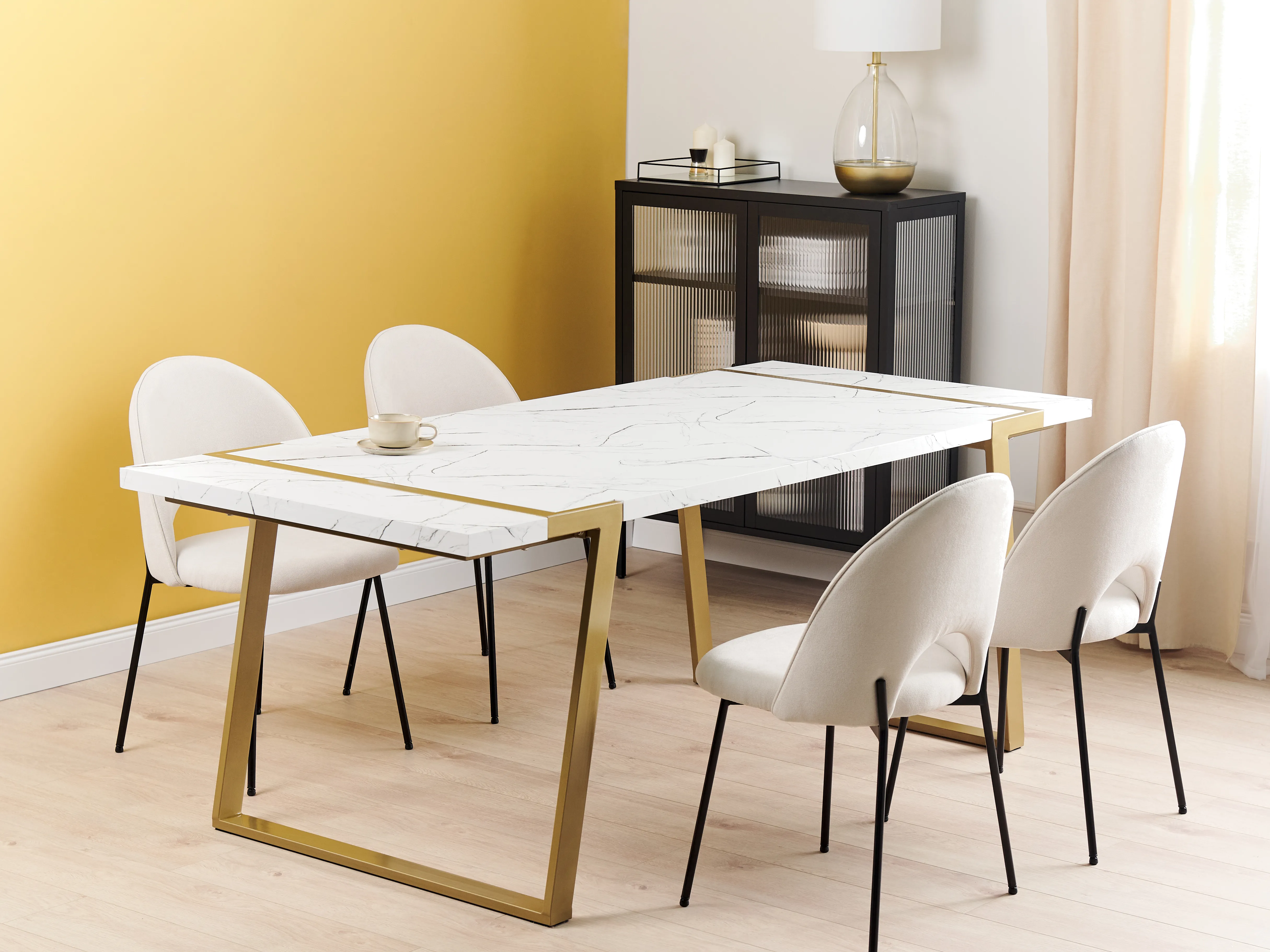 Dining Table MARTYNIKA White Marble 200 cm 90 cm