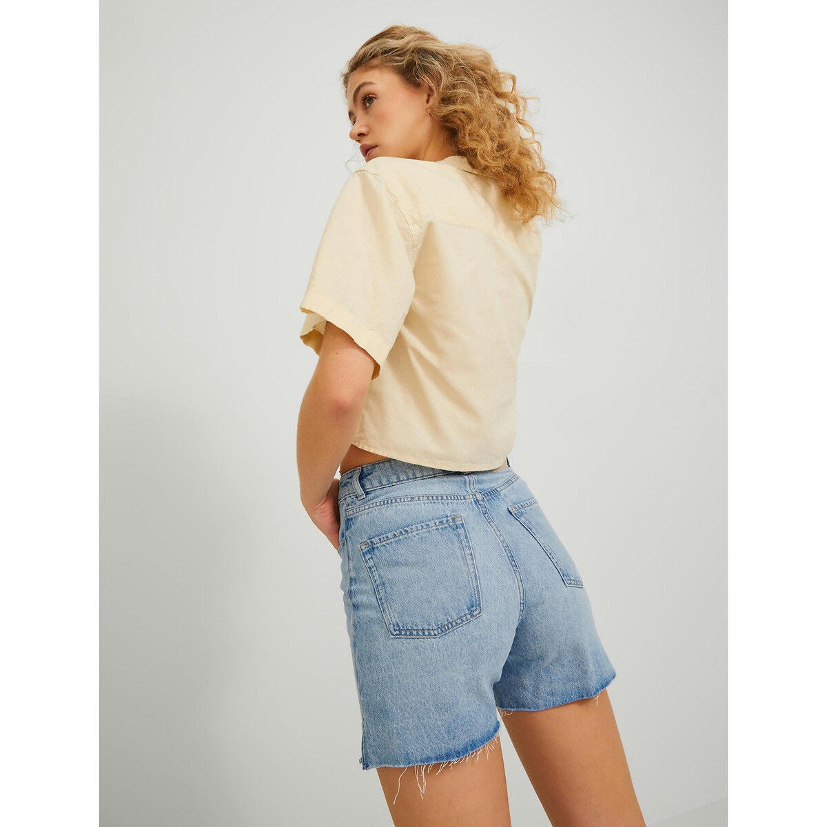 Short en jean, taille haute