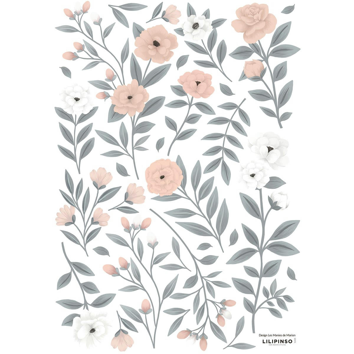 GRACE - Stickers les roses en Vinyle mat Bleu