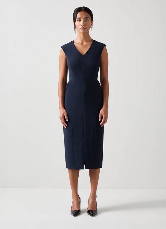Audrey Petite Spring Navy V Neck Shift Dress