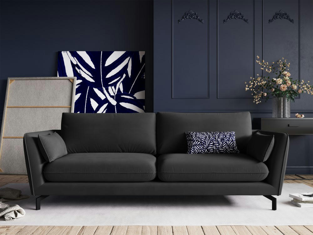 PODIUM - Canapé 3 places en velours gris foncé