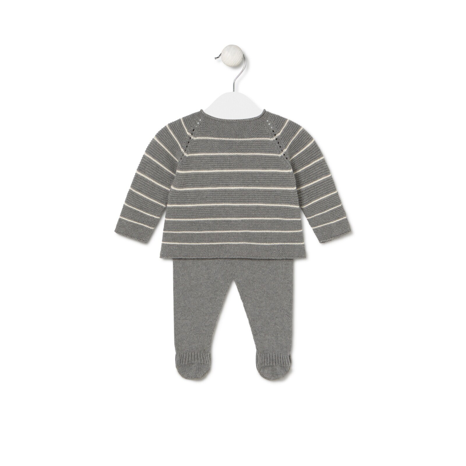 Conjunto de punto de bebé Tricot a rayas gris