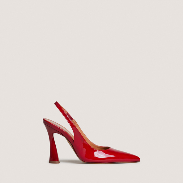 Escarpins slingbacks à bouts pointusen vernis rouge berry | DRESSY