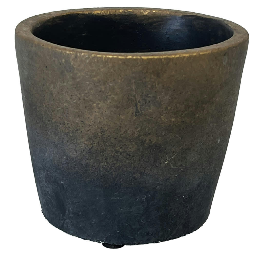 - Cache pot de fleurs en ciment gris et or H9cm