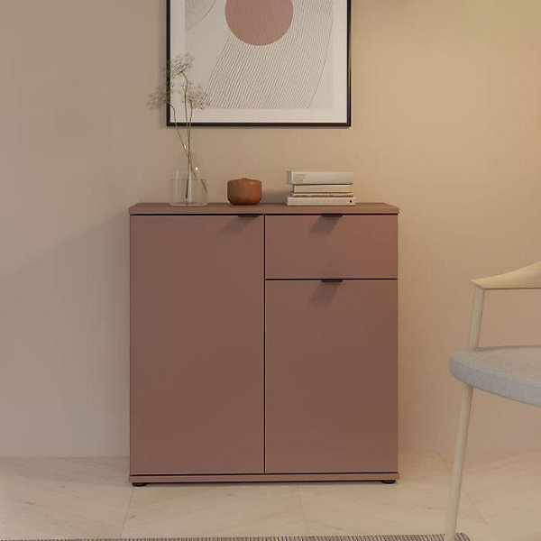 Commode - GANYMEDE - 2 portes - 1 tiroir - Terracotta - 80,1 x 34,1 x 82,3 cm