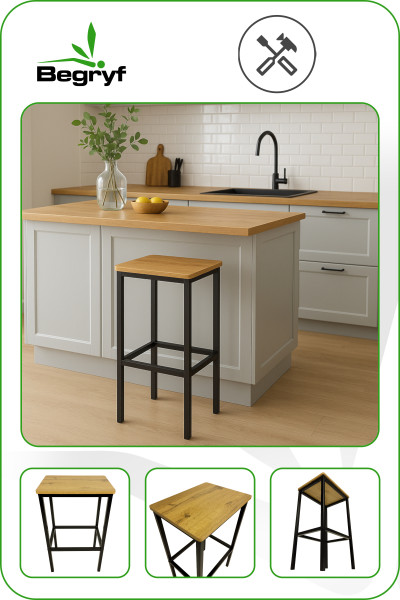 Hoker taboret do kuchni dąb sękowany barowy nowoczesny BEGRYF 40x30x65