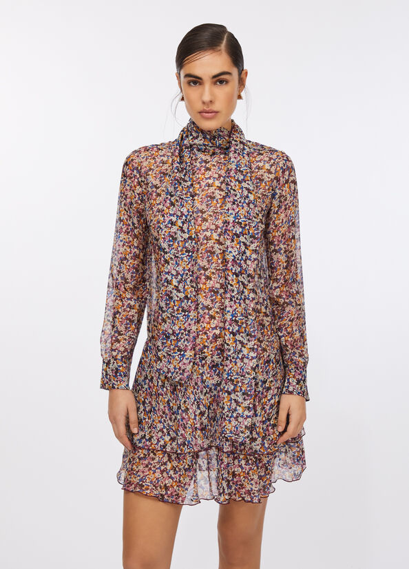 Abito a fiori in chiffon di seta