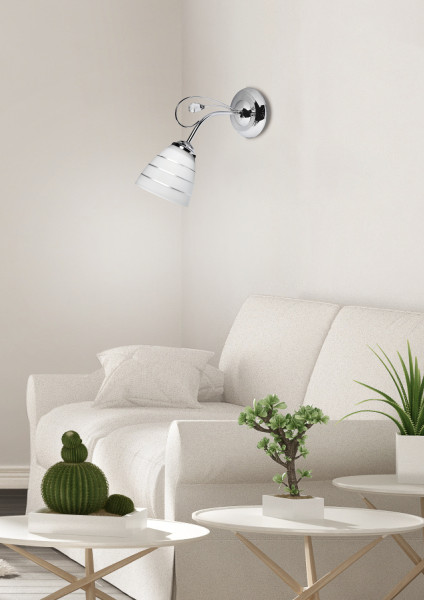Lampa kinkiet SIMPLI 1*40w e27 chrom z kryształkiem klosz z paskiem