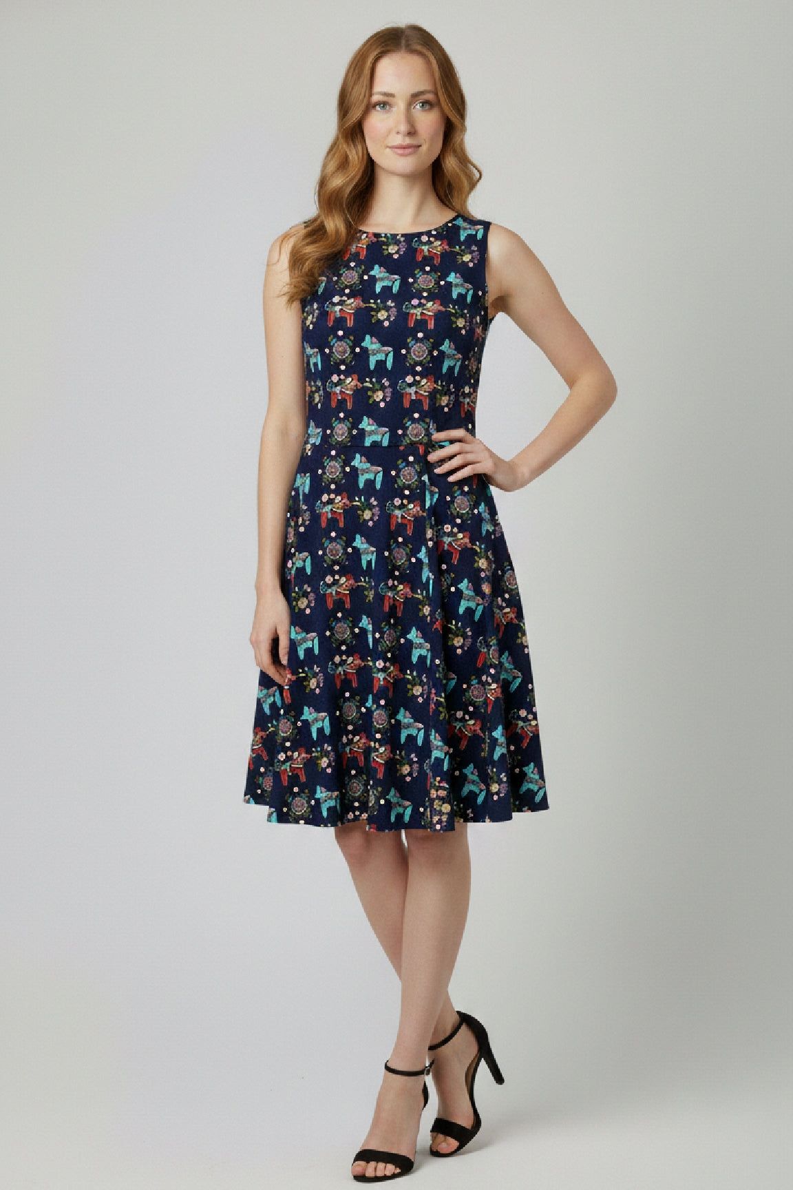 Cutie London Sleeveless Printed Fit And Flare Dress