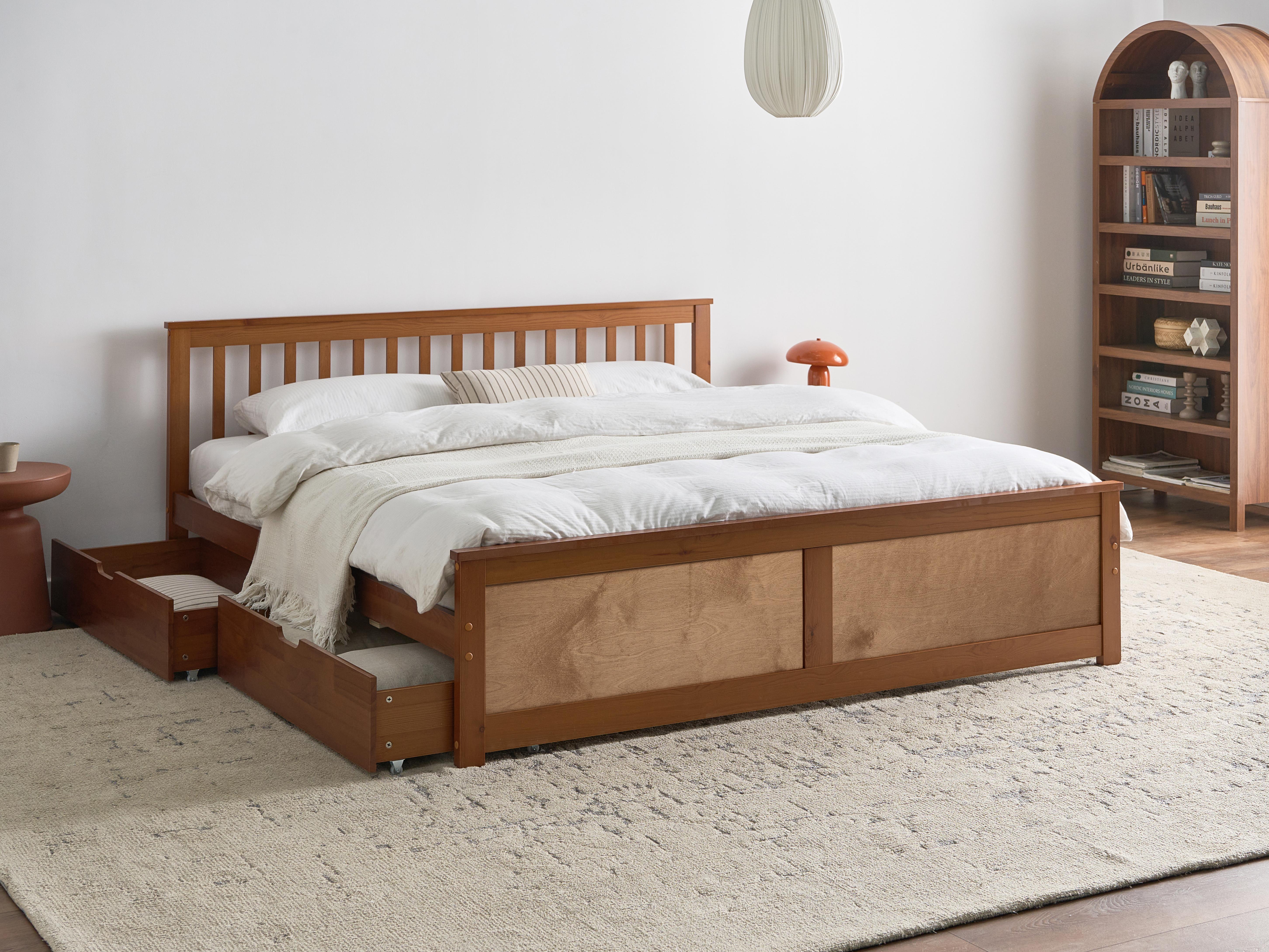 Bed with 2 Drawers Pine Wood OLENDON 180 x 200 cm (EU Super King) Brown