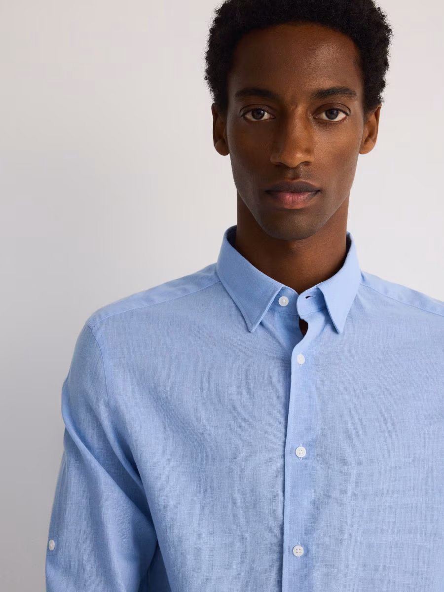 Regular Fit Shirt With Linen Blend