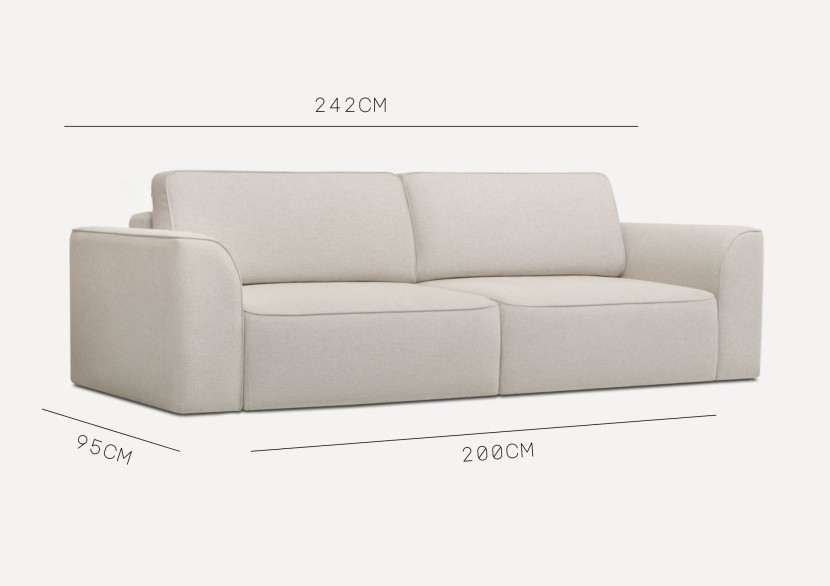 Sofa Kanapa Rozkładana z Funkcją Spania Trzyosobowa KOMA Grafitowa