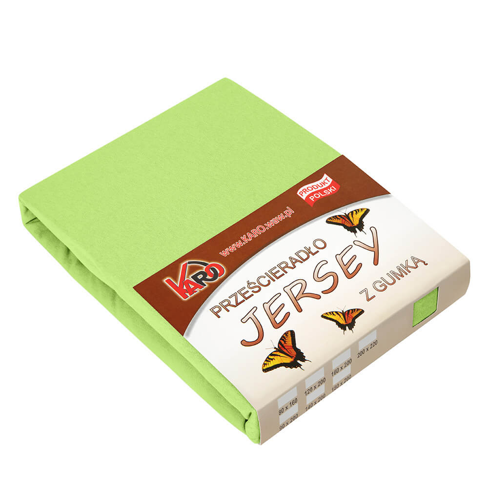 Prześcieradło jersey z gumką 160x200 limonkowe 058 KARO