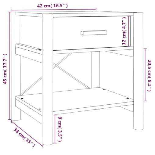 NNEVL Bedside Tables 2pcs 42x38x45 cm Engineered Wood