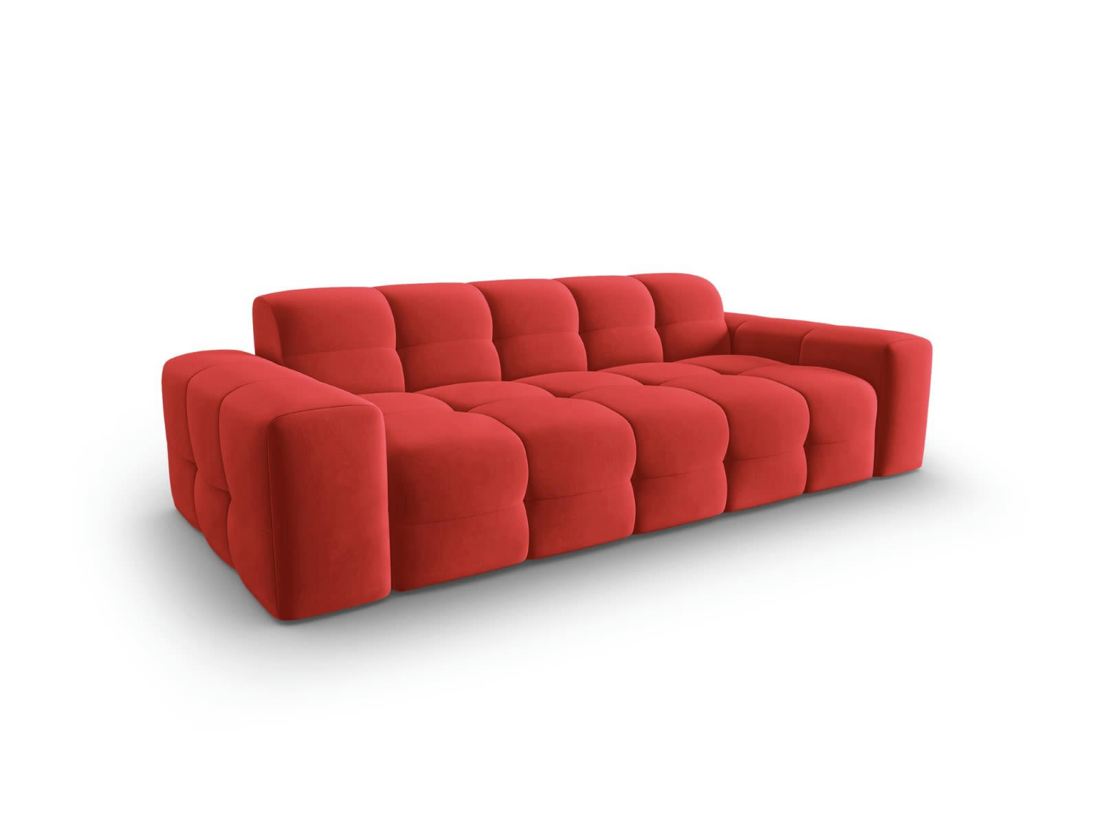 KENDAL - Canapé 3 places en tissu velours rouge