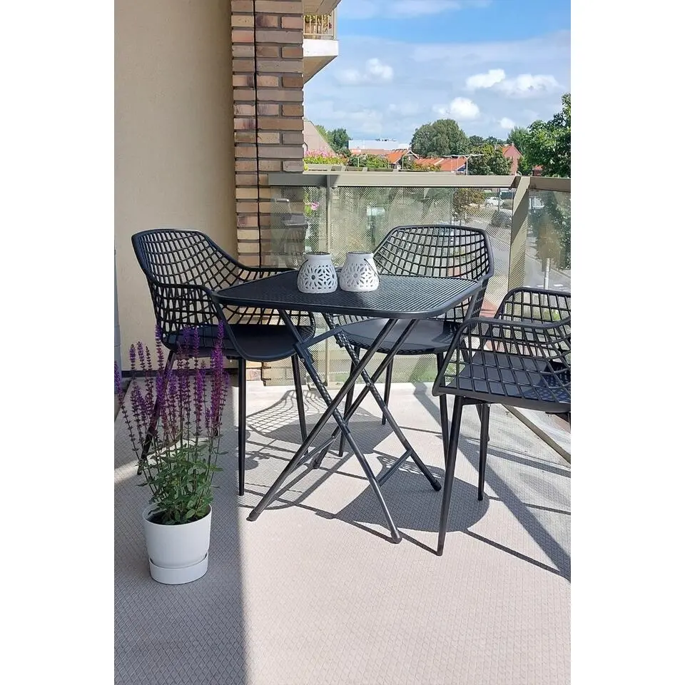 Royal Garden Caf&eacute; strekmetaal klaptafel 60x60 cm. - Antraciet