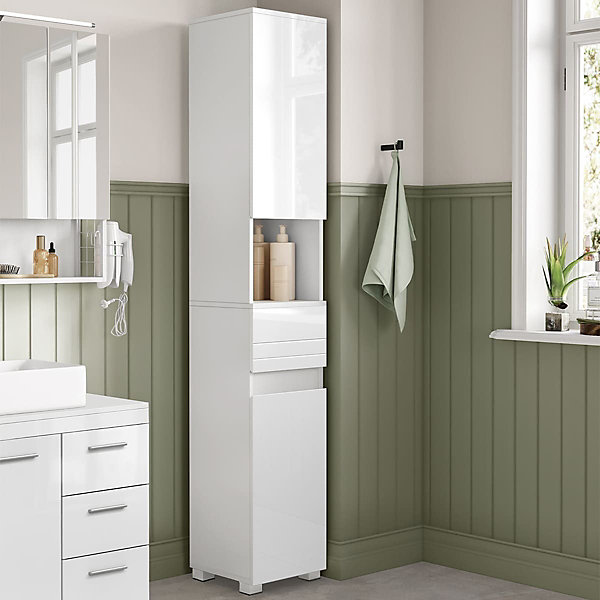 Colonne de salle de bain 2 portes, 1 tiroir et 1 niche - H170 cm