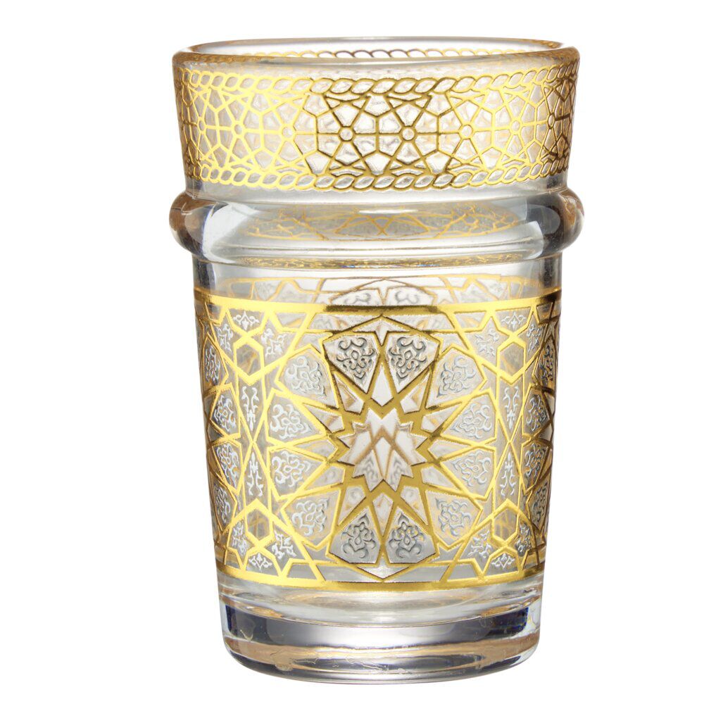 Verre à thé 110ml x6 en verre transparent finition dorée Ø6xH9cm