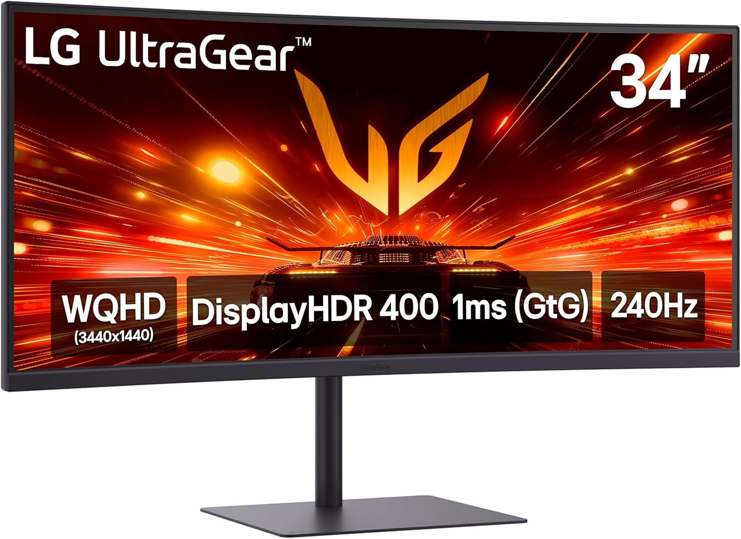 LG 34G630A-B 34-Inch Ultragear WQHD (3440 x 1440) Curved Gaming Monitor  240Hz  1ms  FreeSync Premium  DisplayHDR 400  Built-in Speaker  HDMI  DisplayPort  USB Type-C  Tilt/Height/Swivel Stand  Black