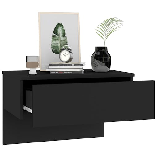 NNEVL Wall-mounted Bedside Cabinets 2 pcs Black