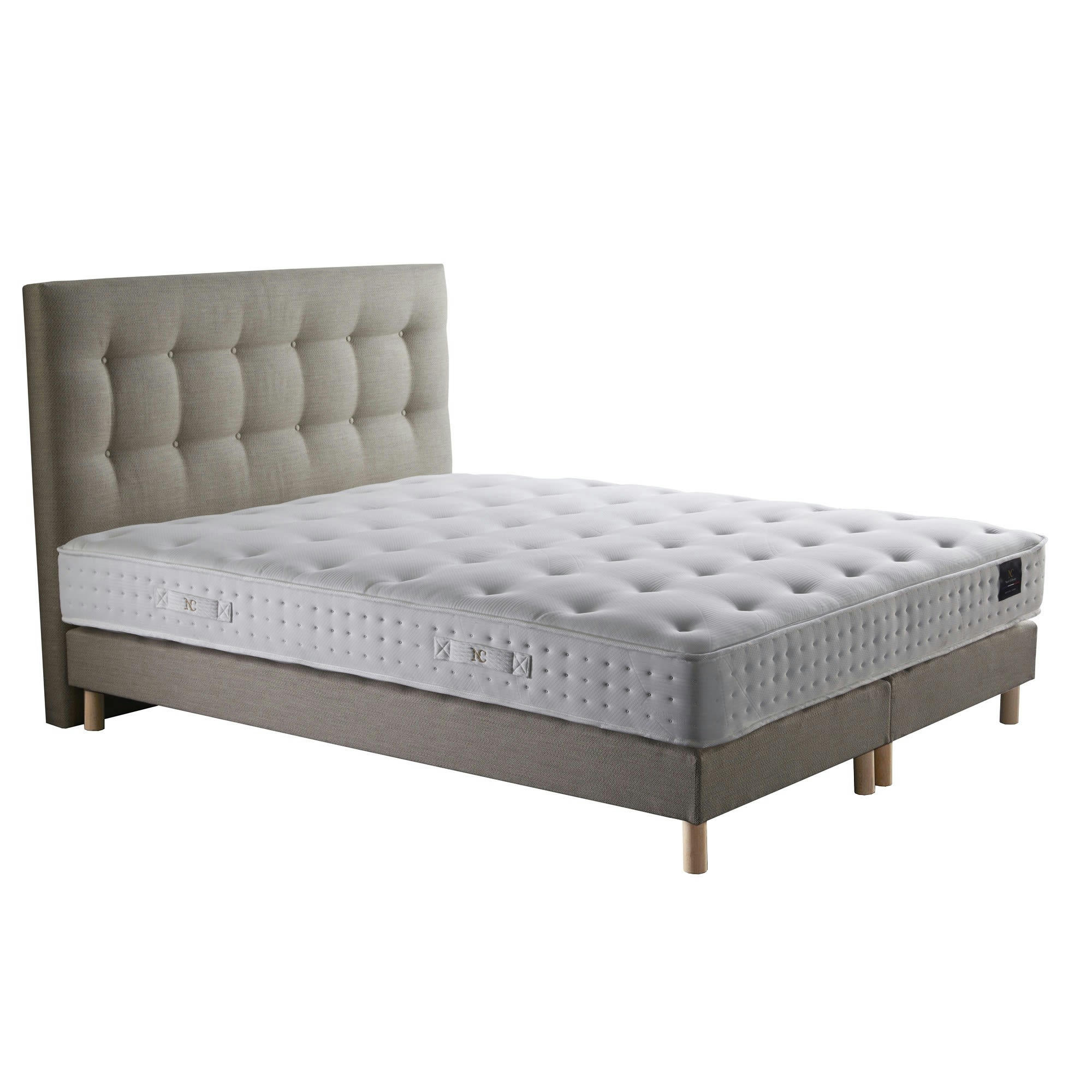 CIEL - Ensemble tête de lit Matelas mousse Orbis sommier Beige 180x200