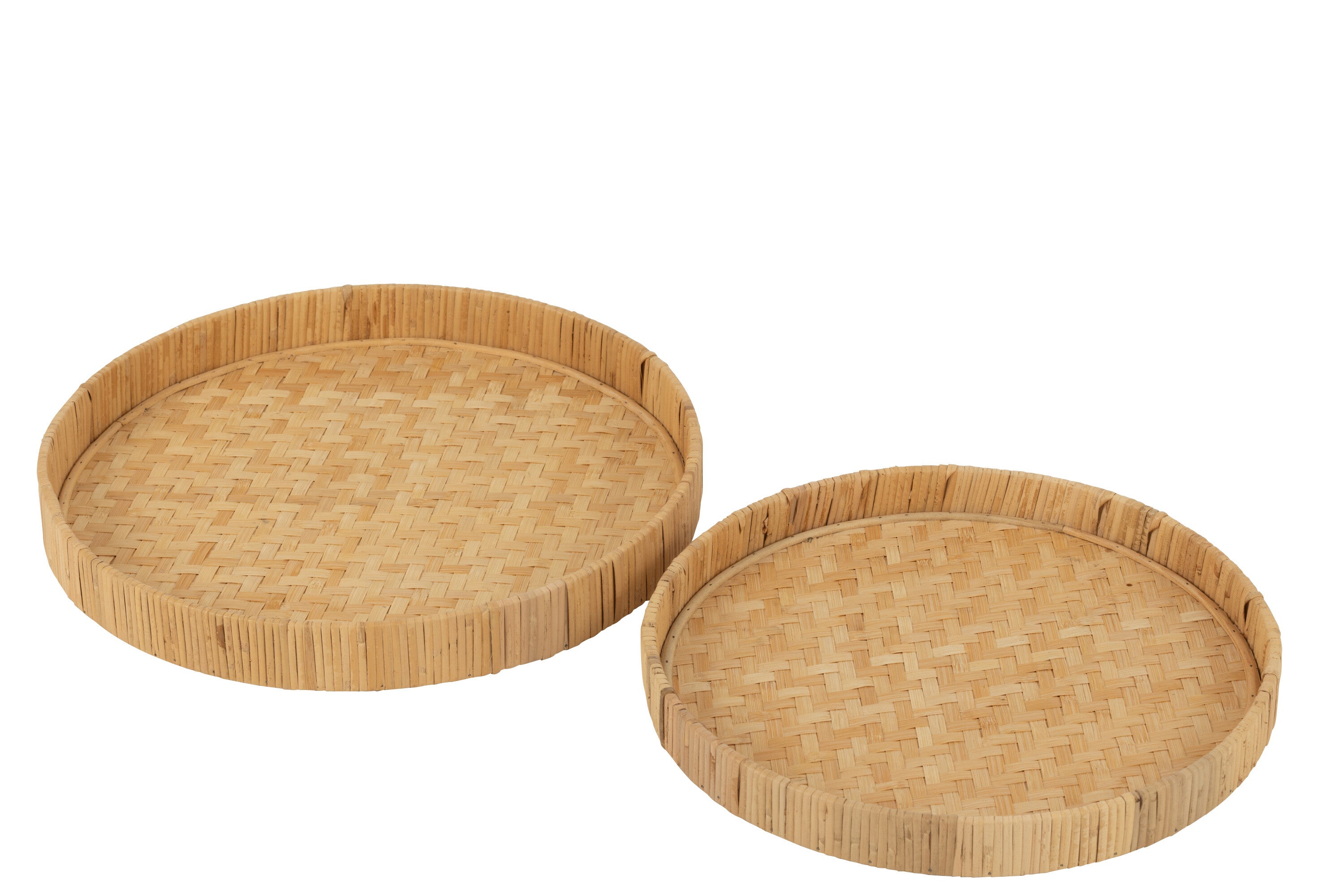 J-Line plateau Rond - bamboe riet - naturel - 2 stuks