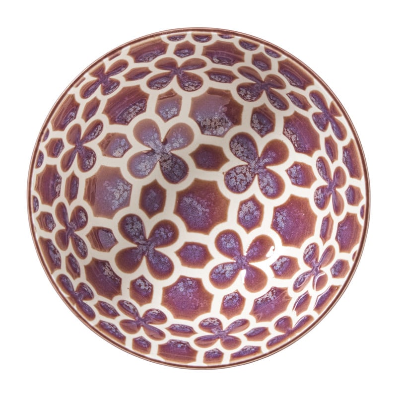 Schaaltje Nore middel - paars/geel - &Oslash;12.3x5.8 cm