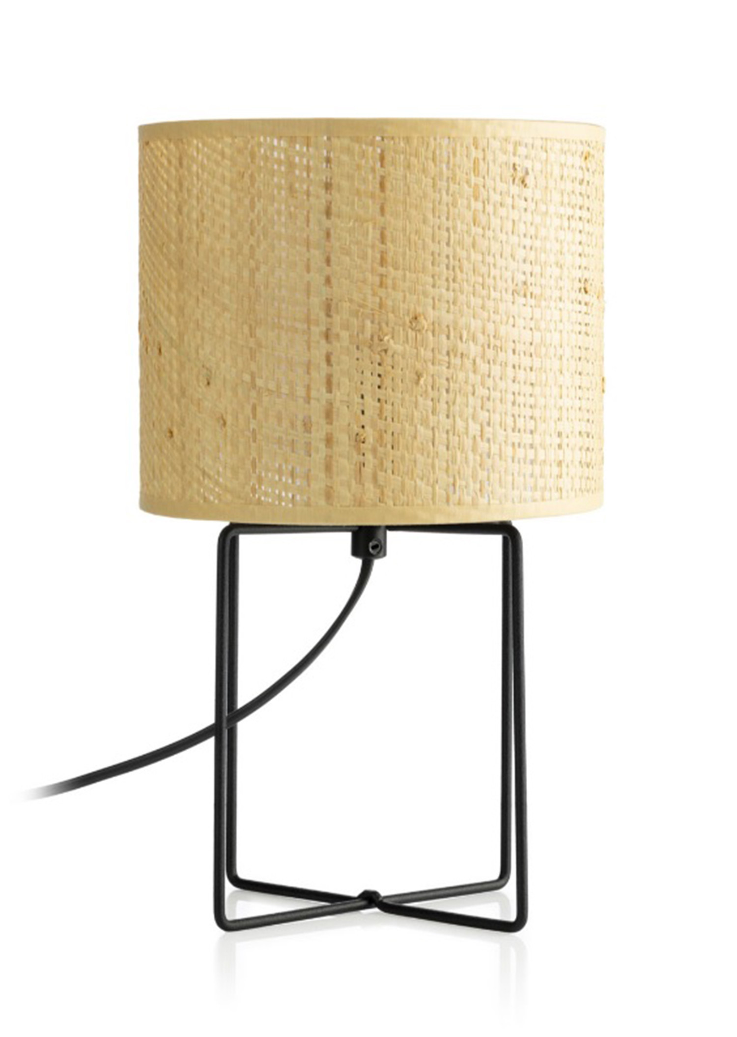Lampa stołowa z abażurem czarny mat-kremowa Rattan 1xE27x15WLuminex