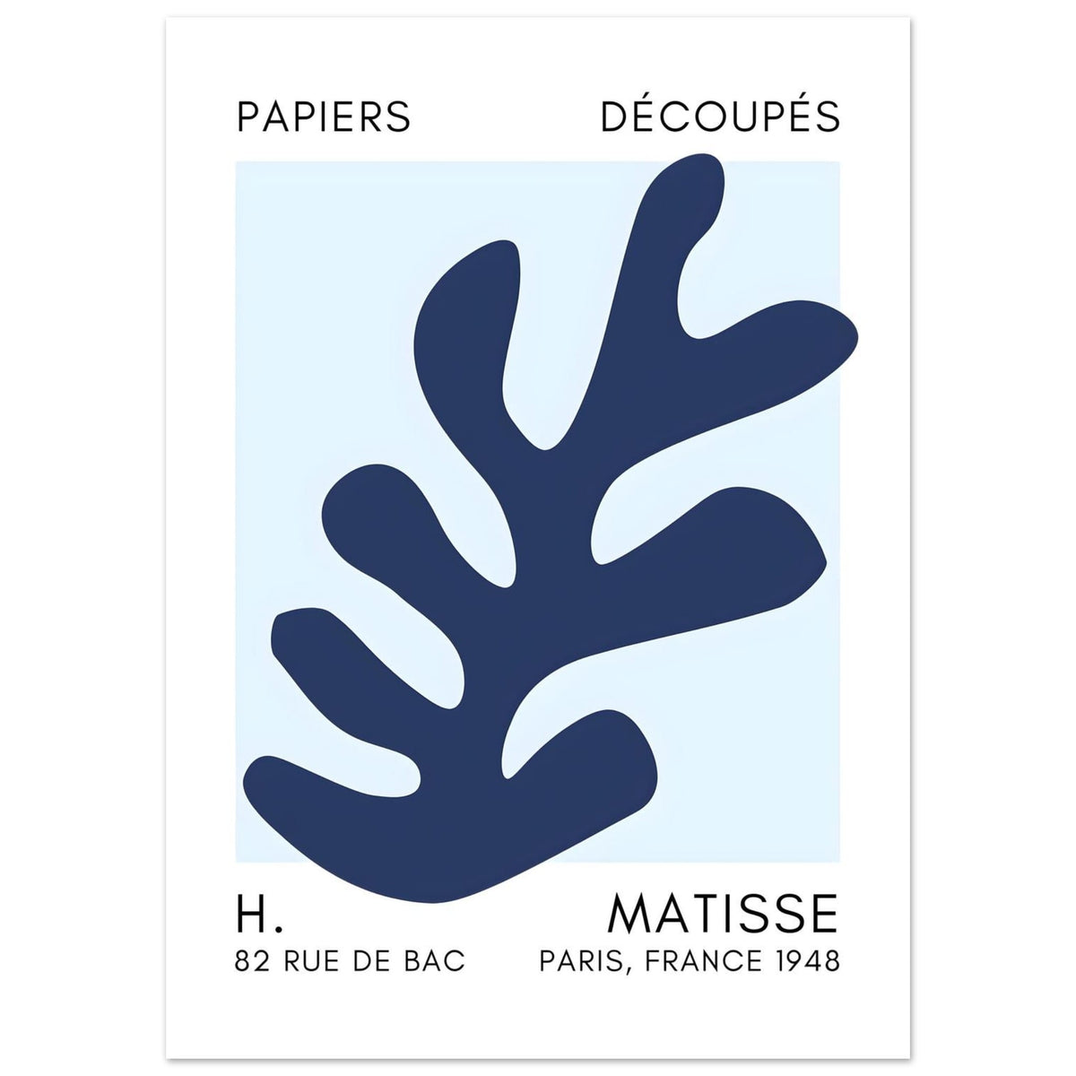 Artfulprints Poster Matisse – Ocean petals navy blue I  - 50x70 cm - Blauw