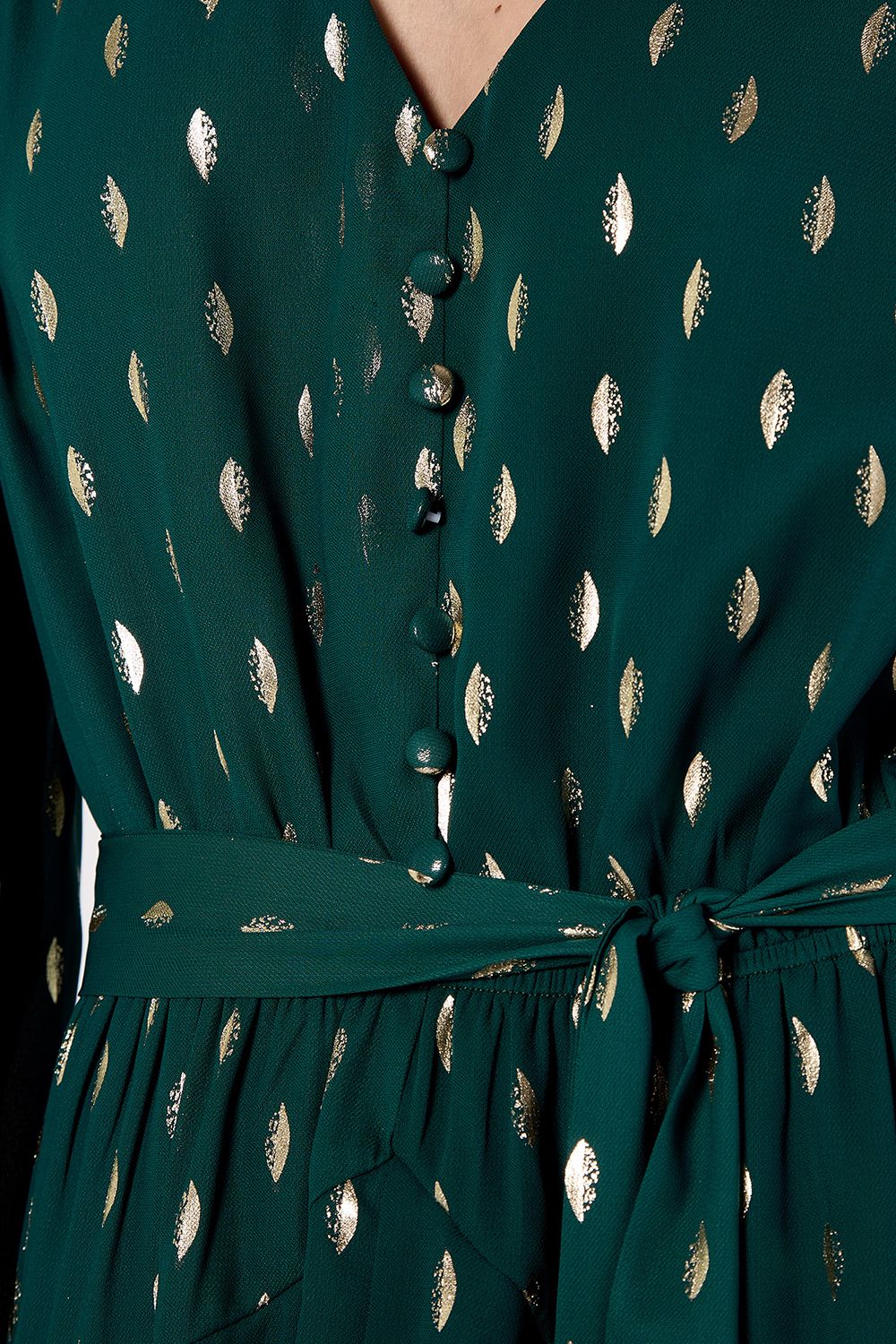 Apricot Gold Foil Spot Tiered Mini Dress