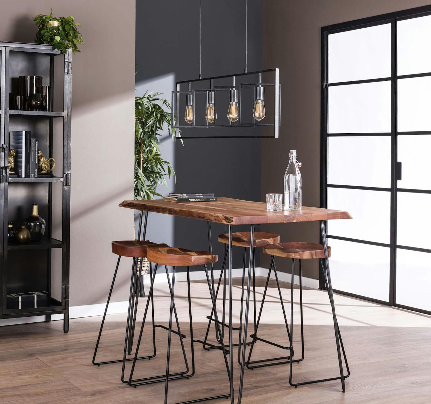 KITCHEN - Table haute en bois d'Acacia L130