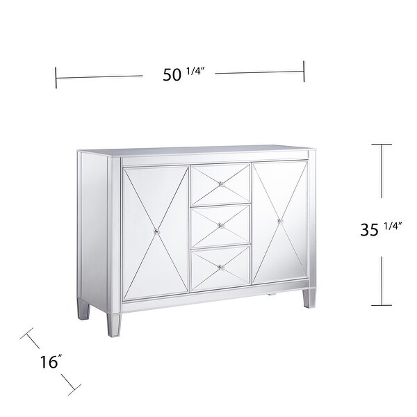 SEI Furniture Marter Glam Silver Mirror 3-Drawer Cabinet