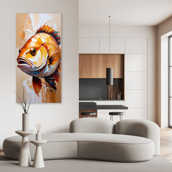 Obraz na płótnie do salonu kuchni restauracji, Ryba imitacja farby 40x80