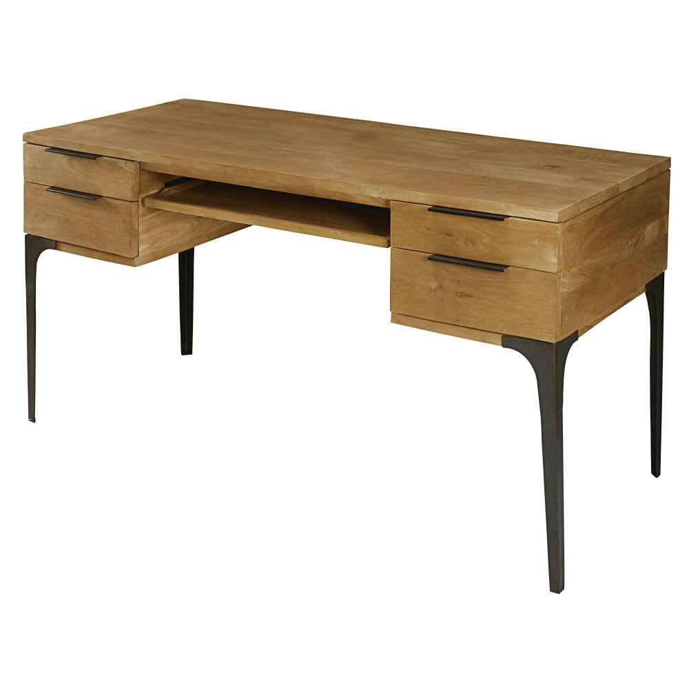 Metropolis - Bureau 4 tiroirs en manguier et acacia